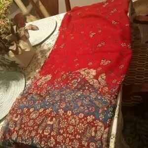 Red Floral Scarf